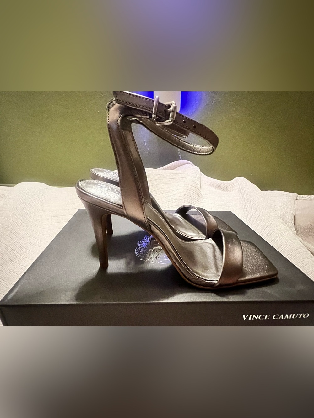 Vince Camuto Metallic Ankle-Strap Stiletto Sandals